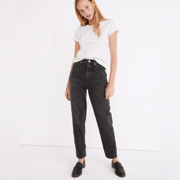 Madewell Denim - Madewell Petite Baggy Tapered Jeans Mackinnon Wash Charcoal Washed Black Size 30